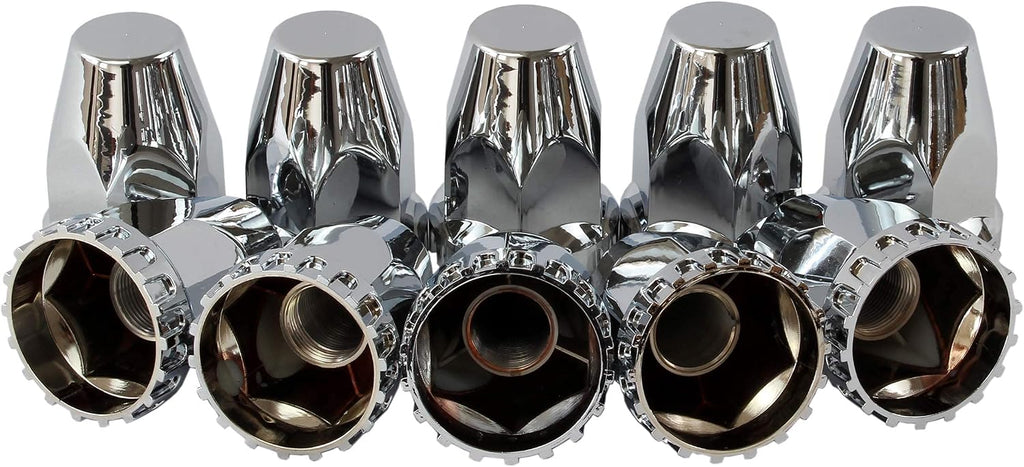 MRJLK Chrome ABS Complete Axle Cover Set with Standard Hub Caps and 33mm Screw-On Lug Nut Covers for Semi Trucks (2 Front and 4 Rear)