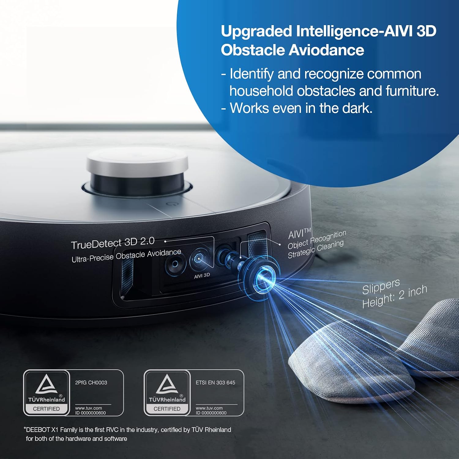 ECOVACS R-OZX1PLUS DEEBOT X1 PLUS Robotic Vacuum Cleaner Auto Empty Station + AIVI 3D + TrueMapping 2.0 + AI Voice Assistance - Certified Refurbished
