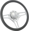 14'' Billet Half Wrap 9 Bolts Steering Wheel with 2'' Dish and Horn Button (Dark Grey)