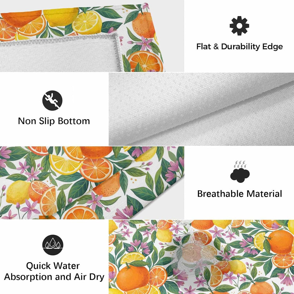 Orange Lemons Outdoor Rug for Patio/Deck/Porch, Non-Slip Large Area Rug 4 x 6 Ft, Summer Botanical Pastoral Elegant Indoor Outdoor Rugs Washable Area Rugs, Reversible Camping Rug Carpet Runner