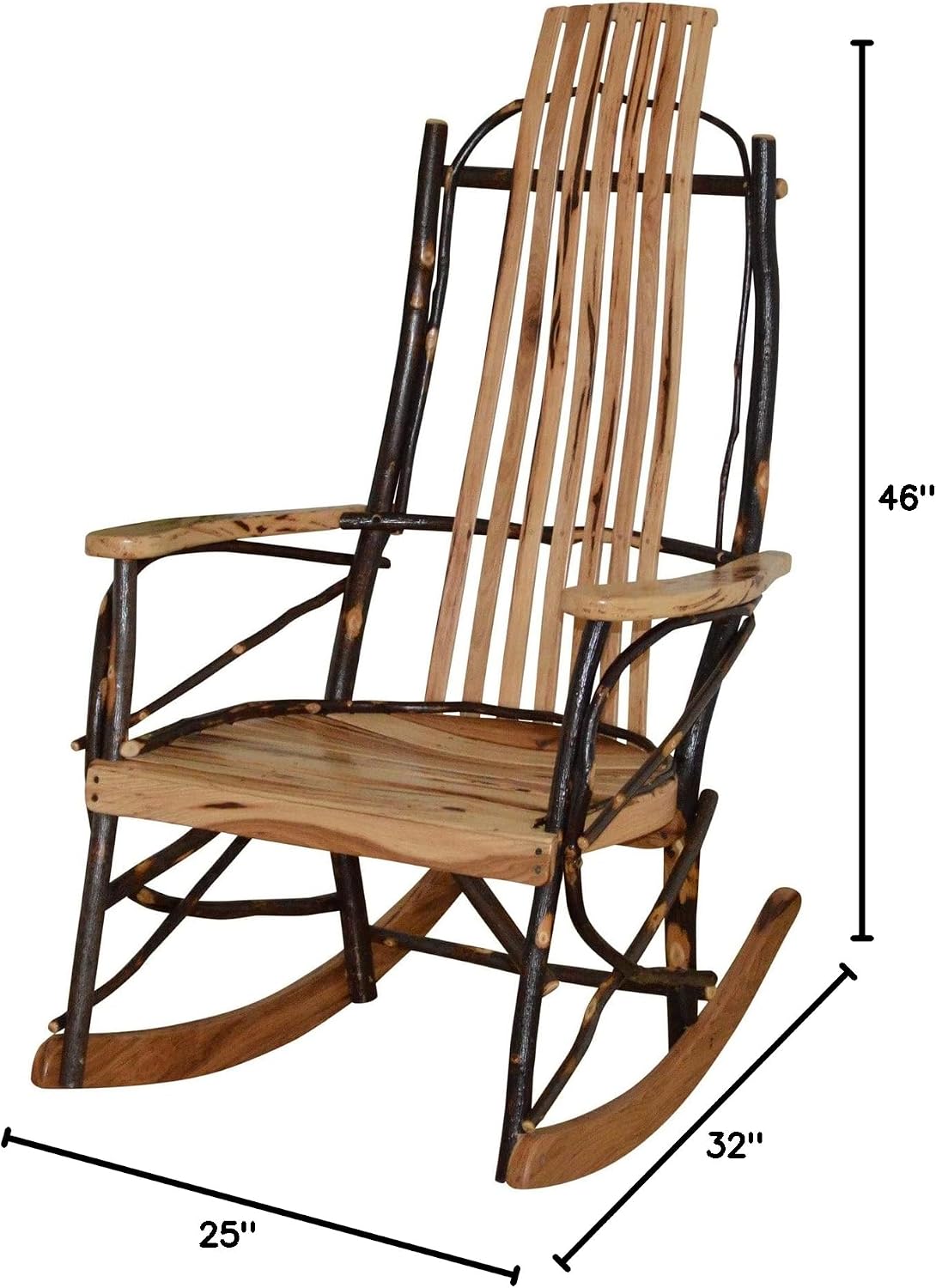 Amish-Made Medium Rustic Hickory Rocking Chair