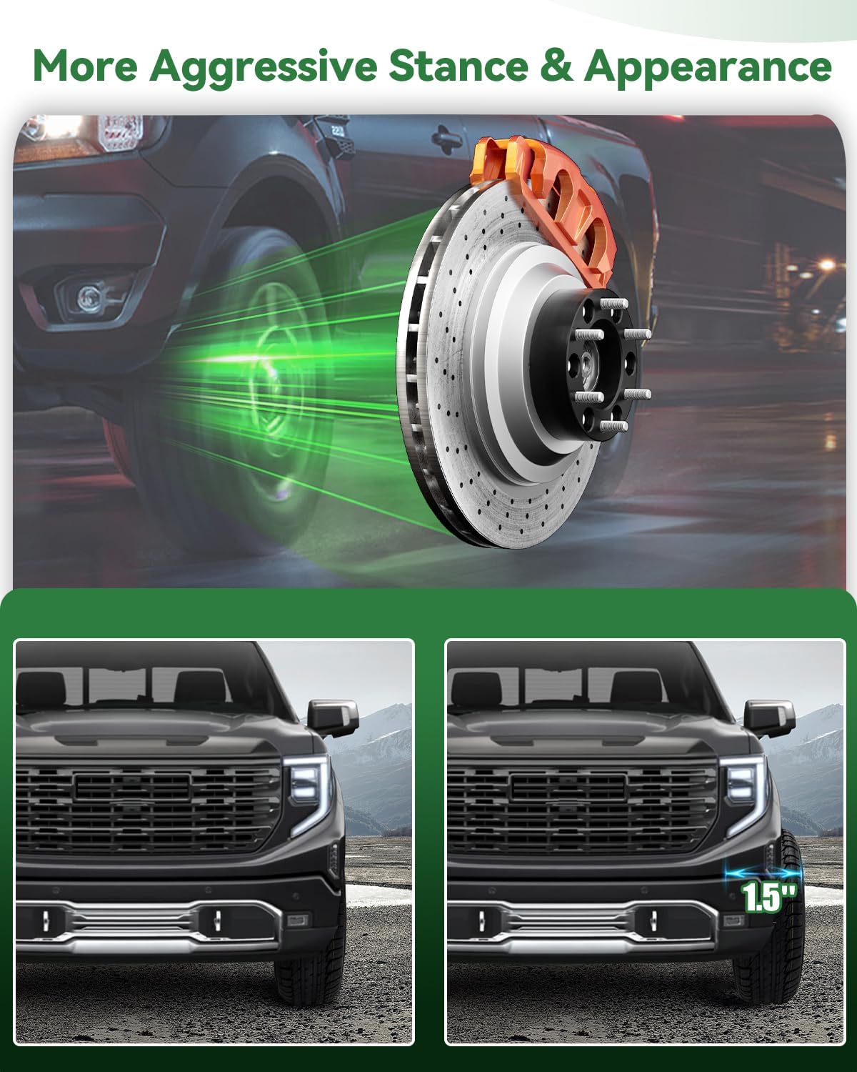 6x5.5 to 6x135 Wheel Spacers for Silverado Tahoe Suburban Yukon Sierra, 1.5 Inch 6x139.7 to 6x135 Wheel Adapters 108mm Center core with M14x1.5 Studs