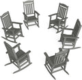 FOOWIN Outdoor Rocking Chair Set of 6, High Back Patio Rocking Chair, HDPE All Weather Resistant Porch Rocker for Adult, Oversized Rocking Chairs for Garden, Lawn, Indoor & Outdoor Use, Grey