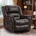 VIVIJASON Massage Swivel Rocker Recliner Chair with Heat & Vibration, 360° Swivel Manual Glider Rocking Reclining Chair with Remote Control, Side Pockets & USB Ports for Living Room, Brown