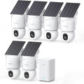 aosu SolarCam D1 Max 6-Cam Kit, 4K Solar Security Cameras Outdoor Wireless, 360° Pan & Tilt Coverage, Auto Tracking, Color Night Vision, No Subscription Required, Local Storage up to 1TB