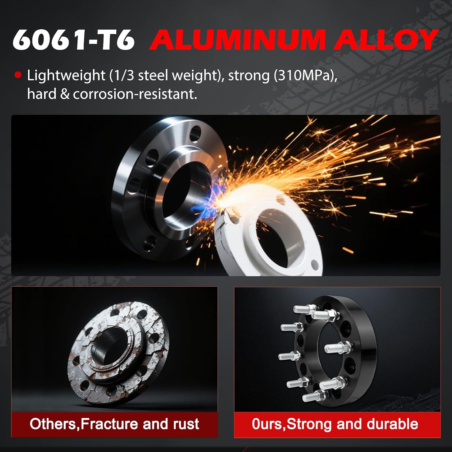 8x6.5 Wheel Spacers 1.5 inch (8x165.1mm) PCD 126.15mm Hub Bore M14x1.5 Studs Aluminum Wheel Adapters 4pcs Car Wheel Accessories Parts Fit for Silverado 1500 2500 3500 HD Suburban Express 2500/3500