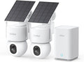 aosu SolarCam D1 Max 2-Cam Kit, 4K Solar Security Cameras Outdoor Wireless, 360° Pan & Tilt Coverage, Auto Tracking, Color Night Vision, No Subscription Required, Local Storage up to 1TB