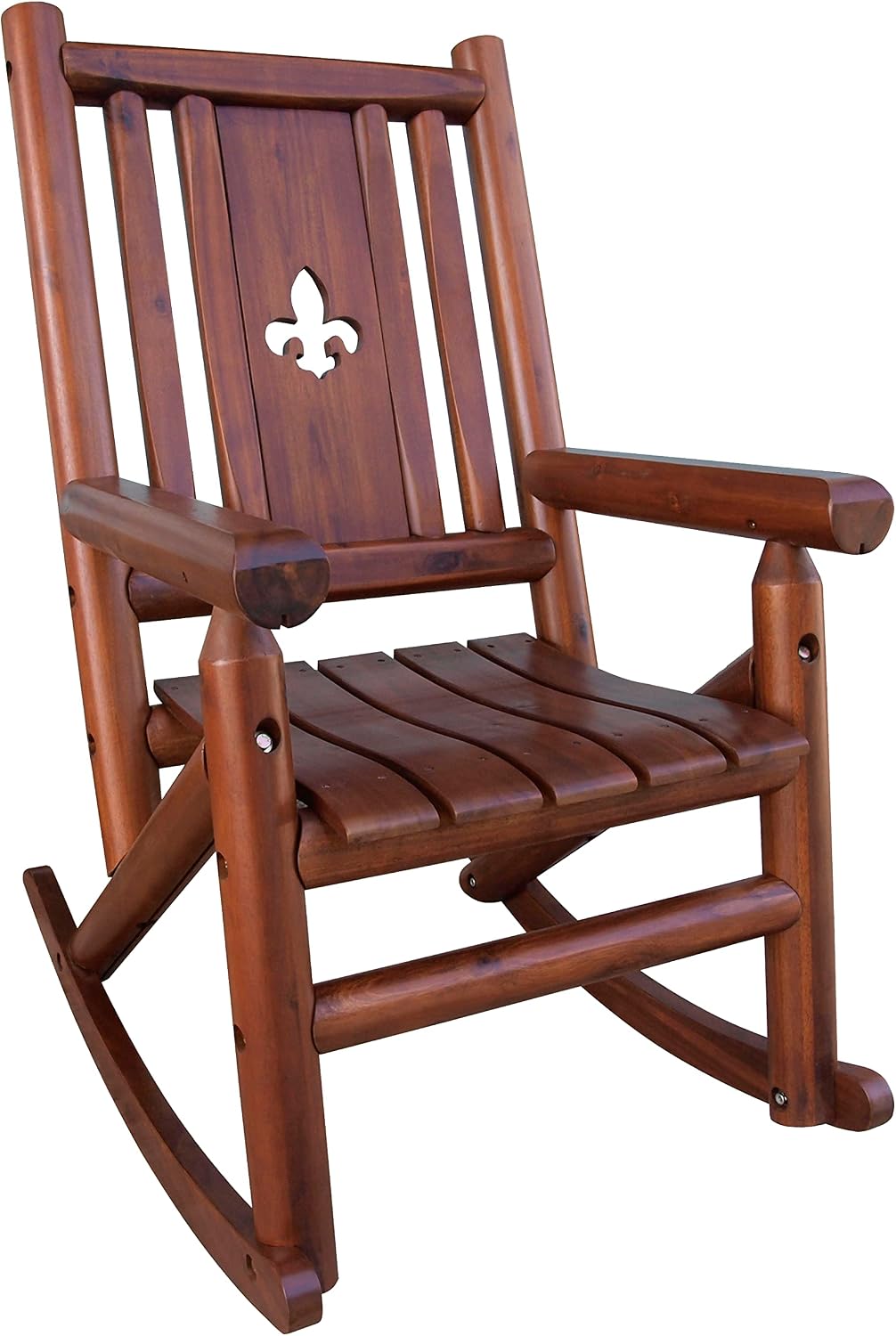 Leigh Country Amberlog Single Rocker with Fleur-De-Lis Cutout