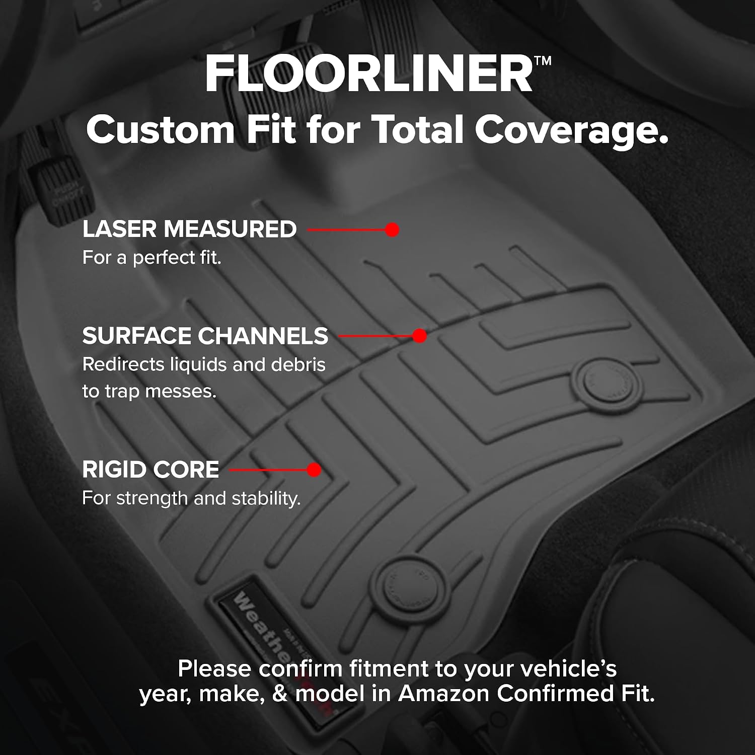 WeatherTech Custom Fit FloorLiners for Ford Super Duty, Super Duty, Super Duty - 1st Row (4410511V), Black