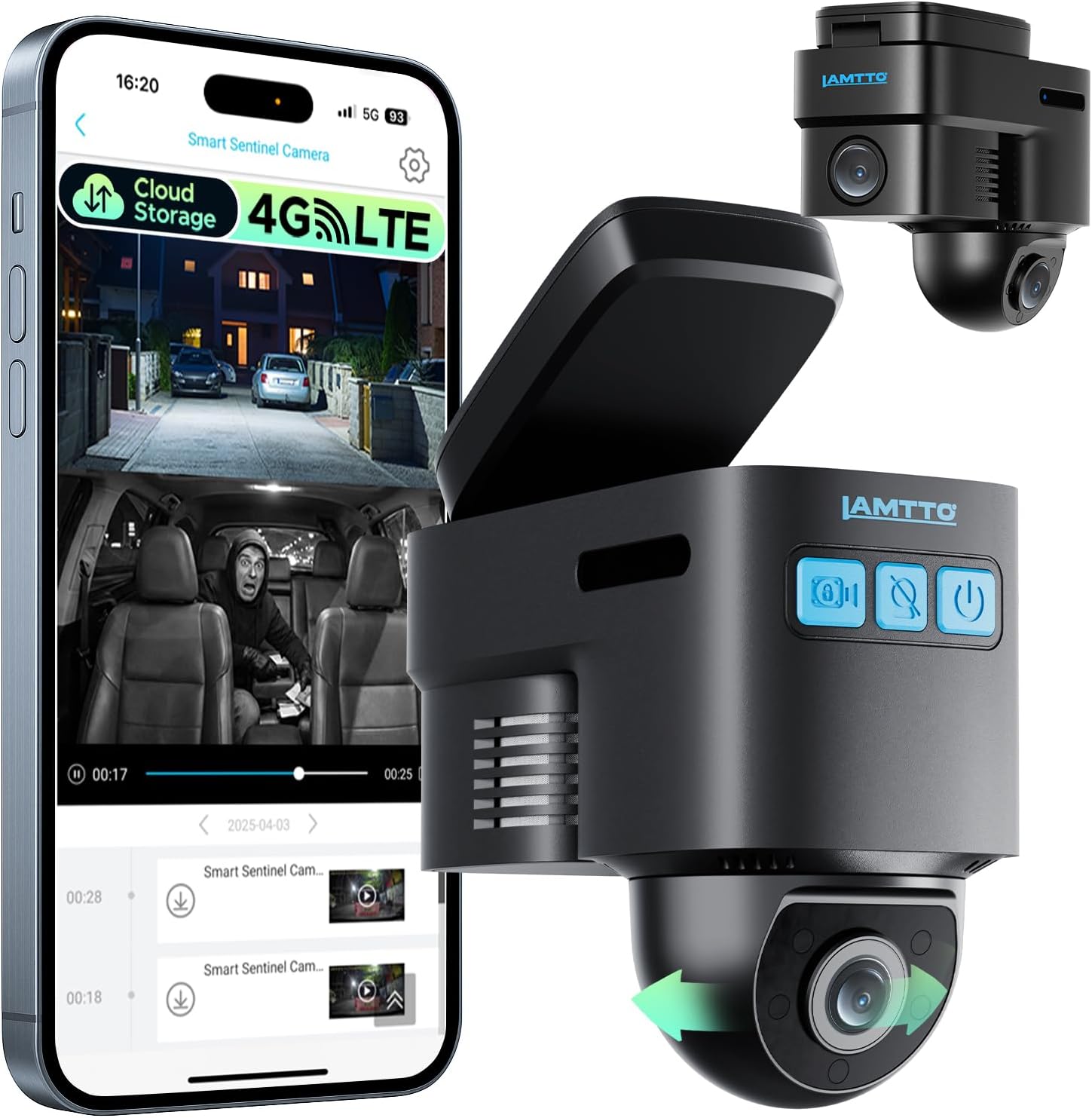 LAMTTO 4G LTE Wireless Dash Cam Front and Inside, Remote Live View Car Security Camera, Dual Dashcam with Radar Sentry Parking Monitor, Anti-Theft GPS Tracking for Vandalism, Fleet & Teen Safety