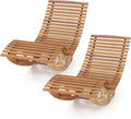 Giantex Acacia Wood Outdoor Rocking Chair, Set of 2 Patio Lounge Chair with Ergonomic Curved & Slatted Seat, High Back, Bottom Stopper, Outside Chaise Lounge, 63'x23.5'x26' Pool Lounger for Porch
