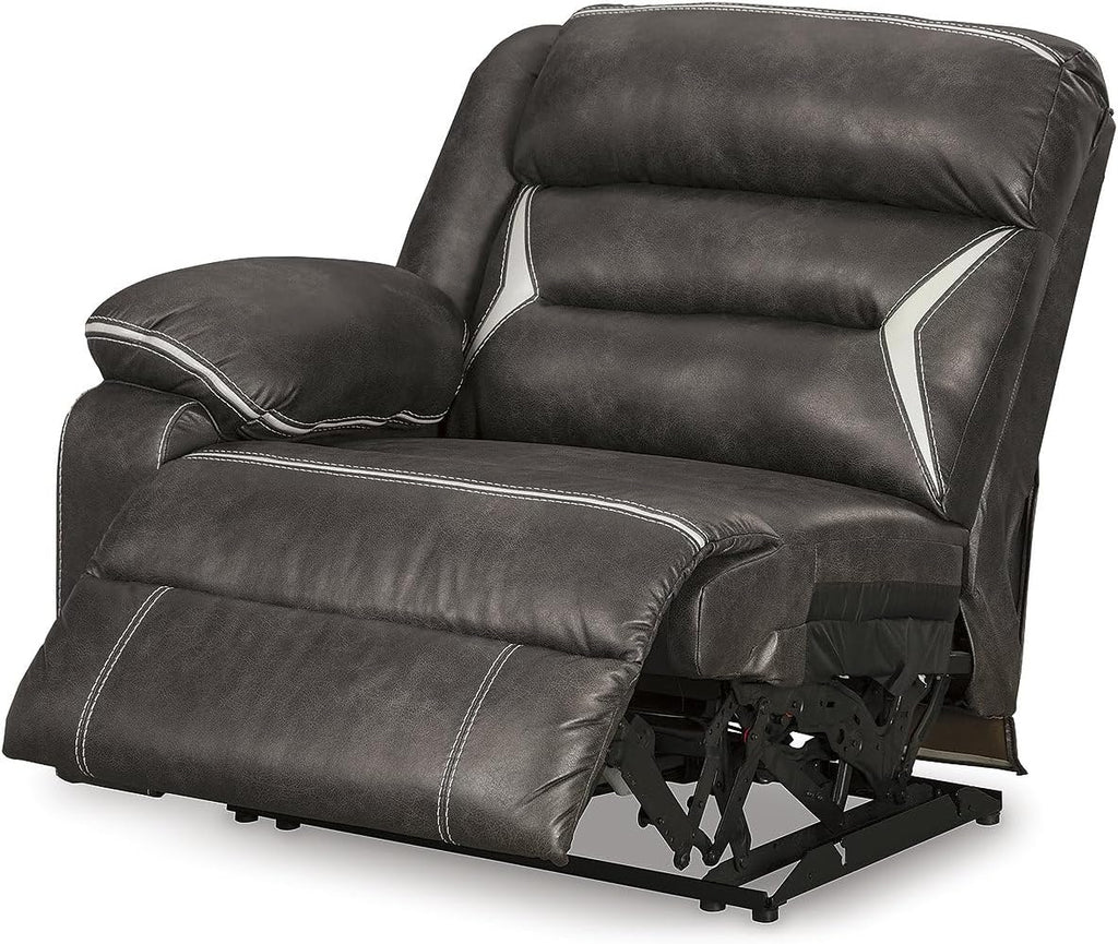 Signature Design by Ashley Kincord Sectional Sofa with Power Recliners, Zero Wall Modern Sectionals in Faux Leather for Living Room Seating, Black Leather