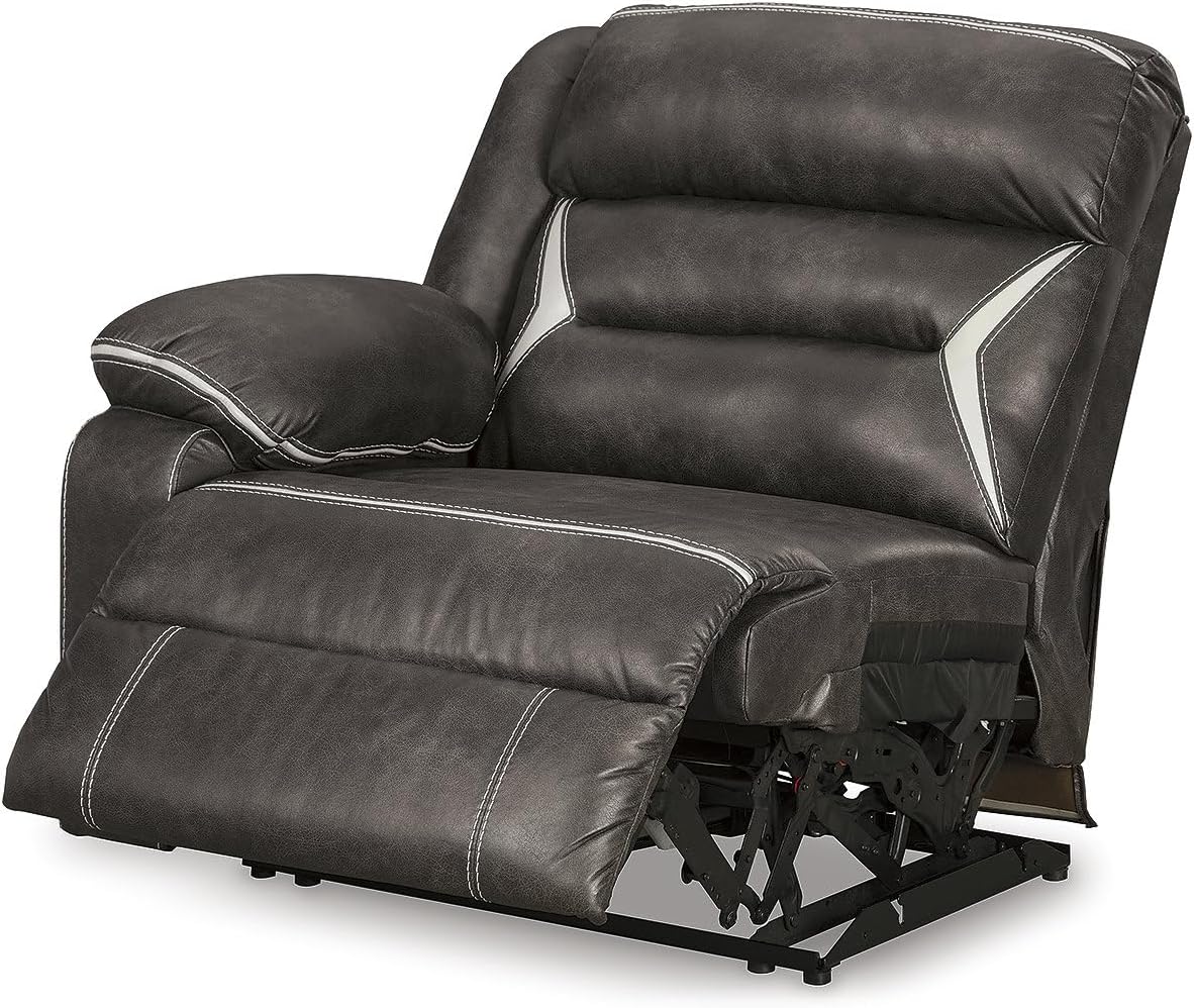 Signature Design by Ashley Kincord Sectional Sofa with Power Recliners, Zero Wall Modern Sectionals in Faux Leather for Living Room Seating, Black Leather
