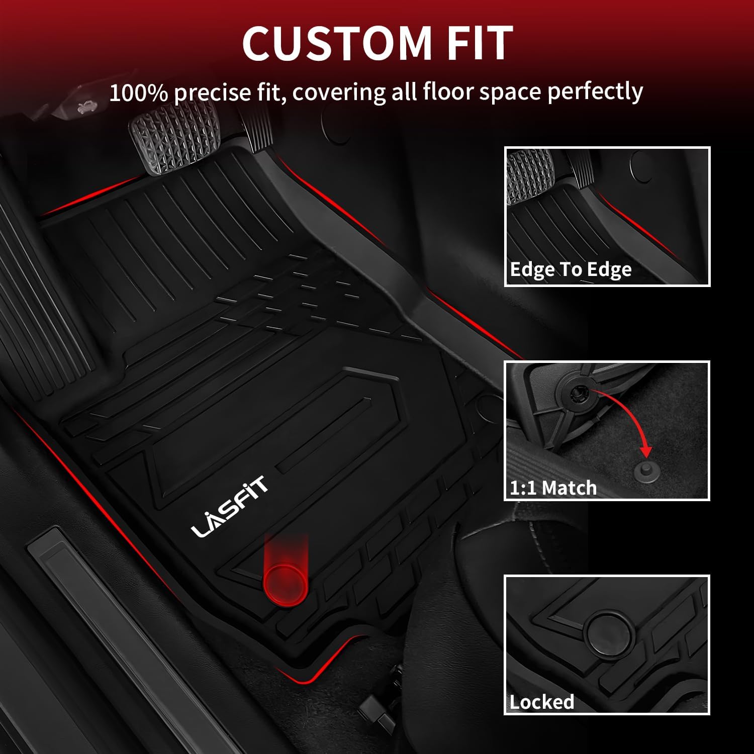 LASFIT Floor Mats for Chevrolet Chevy Equinox/GMC Terrain Car Mats 2018-2024 (Not Fit Equinox Ev), All Weather TPE Custom Fit Automotive Floor Mats for Cars, 1st and 2nd Row Car Floor Mats Full Set
