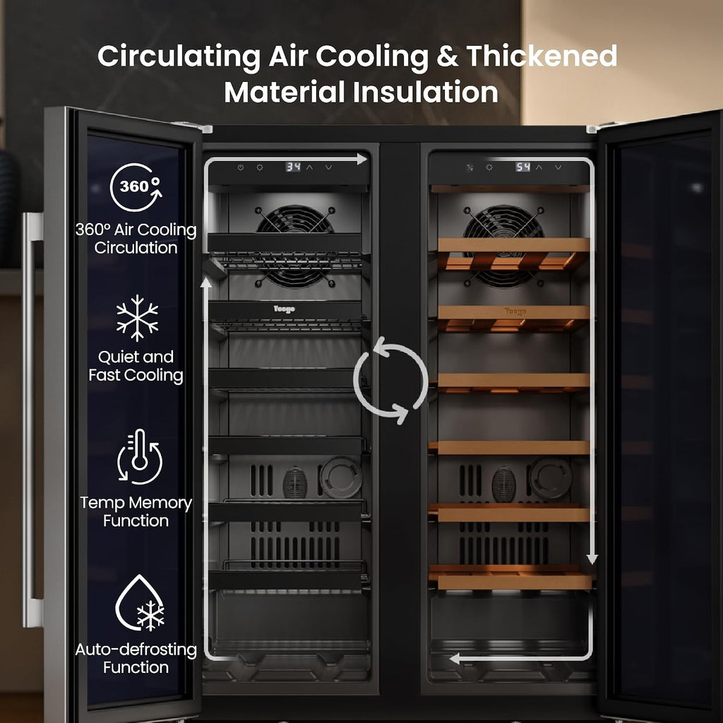 Yeego 24 Inch Wine and Beverage Cooler - 34-65°F, Holds 60 Cans & 20 Bottles Adjustable Shelves Beverage Fridge, Stainless Steel Door with Lock for Built-in in Kitchen, Patio, Bar & Outdoor Use