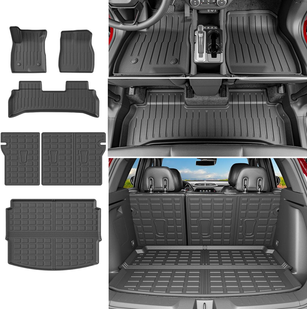 powoq FWD Floor Mats Compatible with 2021-2026 Chevy Trailblazer Cargo Mat Trunk Mat Cargo Liner TPE Replacement for 2021-2026 Chevy Trailblazer FWD Accessories (Trunk Mat+Backrest Mats+Floor mats)