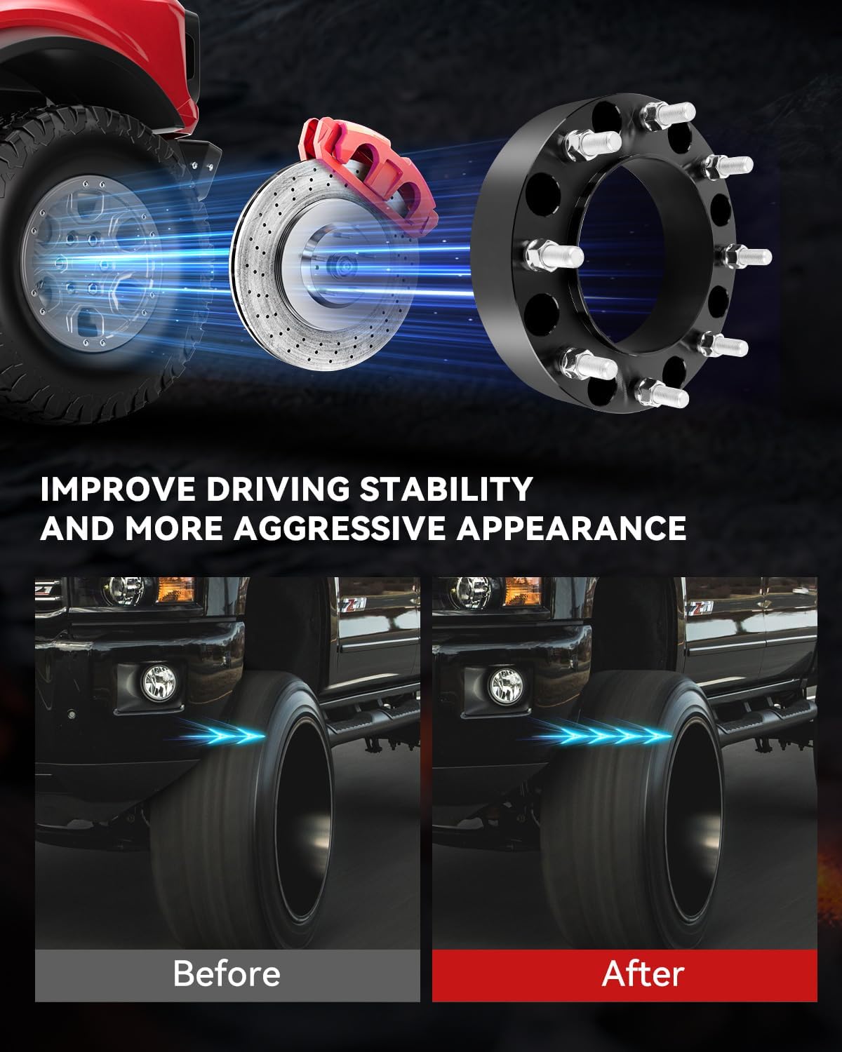 YIZBAP 2PCS 8x210 Hubcentric Wheel Spacers, 2 inch 8x210mm Wheel Spacers 154.2mm Hub Bore with M14x1.5 Thread Pitch for Front Wheels 2011-2023 Silverado 3500 HD Sierra 3500 HD Dually Front Only