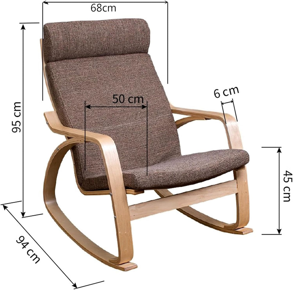 Rocking Chair Indoor, Glider Rocking Chair with High Backrest, Modern Accent Chair Nursery Chair with Wood Legs, Comfy Armchair Rocking Chairs for Living Room, Bedroom, Offices,Gray a