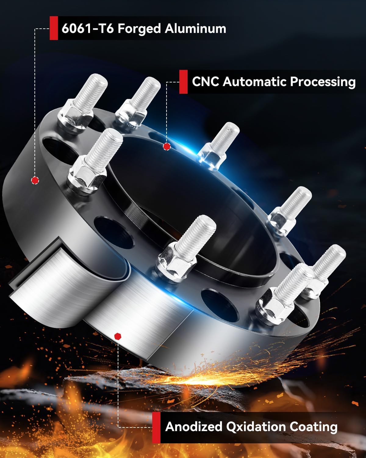 YIZBAP 2PCS 8x210 Hubcentric Wheel Spacers, 2 inch 8x210mm Wheel Spacers 154.2mm Hub Bore with M14x1.5 Thread Pitch for Front Wheels 2011-2023 Silverado 3500 HD Sierra 3500 HD Dually Front Only