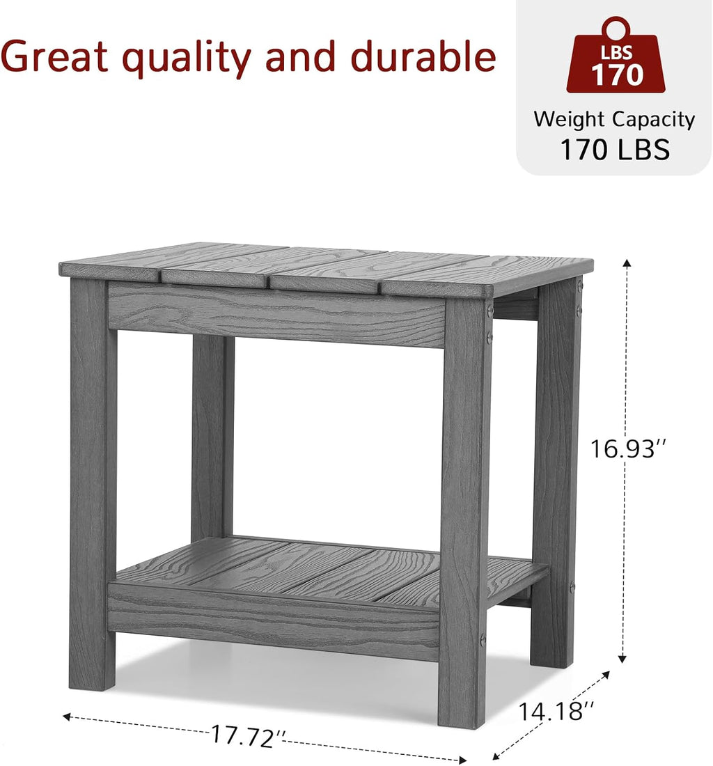 Stoog All-Weather Outdoor & Indoor Rocking Chairs Set of 2 with Table, 3 Piece Front Porch Rocker Set, 400Lbs Support Porch Rocker for Backyard, Lawn, Garden and Fire Pit, Grey