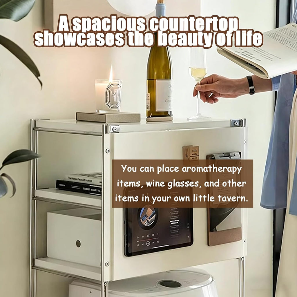 Self Emptying Robot Vacuum Cleaner Storage Cabinet with Doors Magnetic, Automated Robotic Concealment Unit Integrated Console Side Table for Living Room, Office, Home, and Kitchen wood 25*16.14*43.3