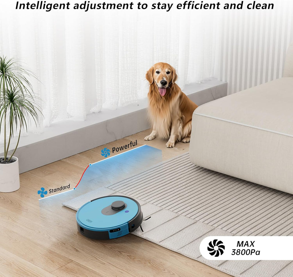 OKP Robot Vacuum L1 – 4000Pa Ultra Suction, LiDAR Mapping, Self-Cleaning Brush, WiFi/App/Alexa Control, 52dB Quiet, Ideal for Pet Hair, Carpets & Hard Floors