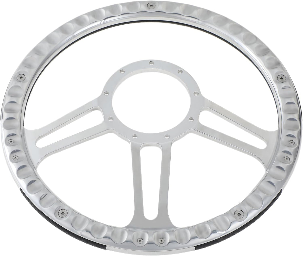 14'' Billet Trinity Half Wrap 9 Bolts Steering Wheel with 2'' Dish and Horn Button (Tan)