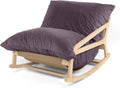 Pillow Saxx Bean Bag Rocking Chair - Elegant Oversized Rocker with Modern Wood Frame, Lush Velvet Purple