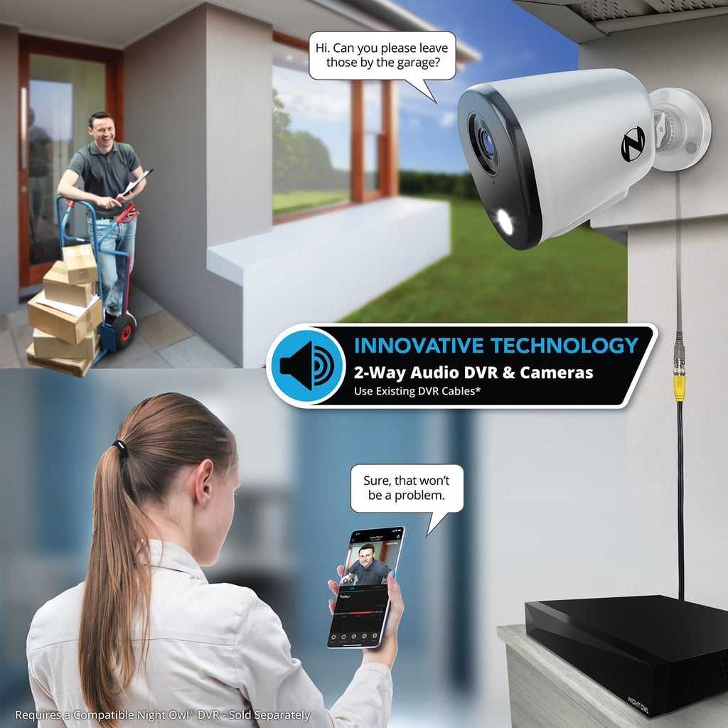 Night OWL ADD ON Wired 2K Deterrence Cameras - 2 Pack