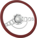 15.5'' Billet Half Wrap 9 Bolts Steering Wheel with 2'' Dish and Horn Button(Burgundy)