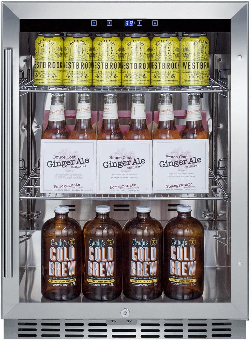 Summit 24' Beverage Center, Outdoor Beverage Refrigerator, 5.0 cu.ft. Capacity, Stainless Steel & Glass- SCR611GLOS