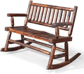 VINGLI Fir Wood Double Rocking Chair for Porch & Garden - 550lb Capacity Weather-Resistant Outdoor Glider Bench with High Backrest, Patio Rocker for Couples Backyard, Deck, Rustic