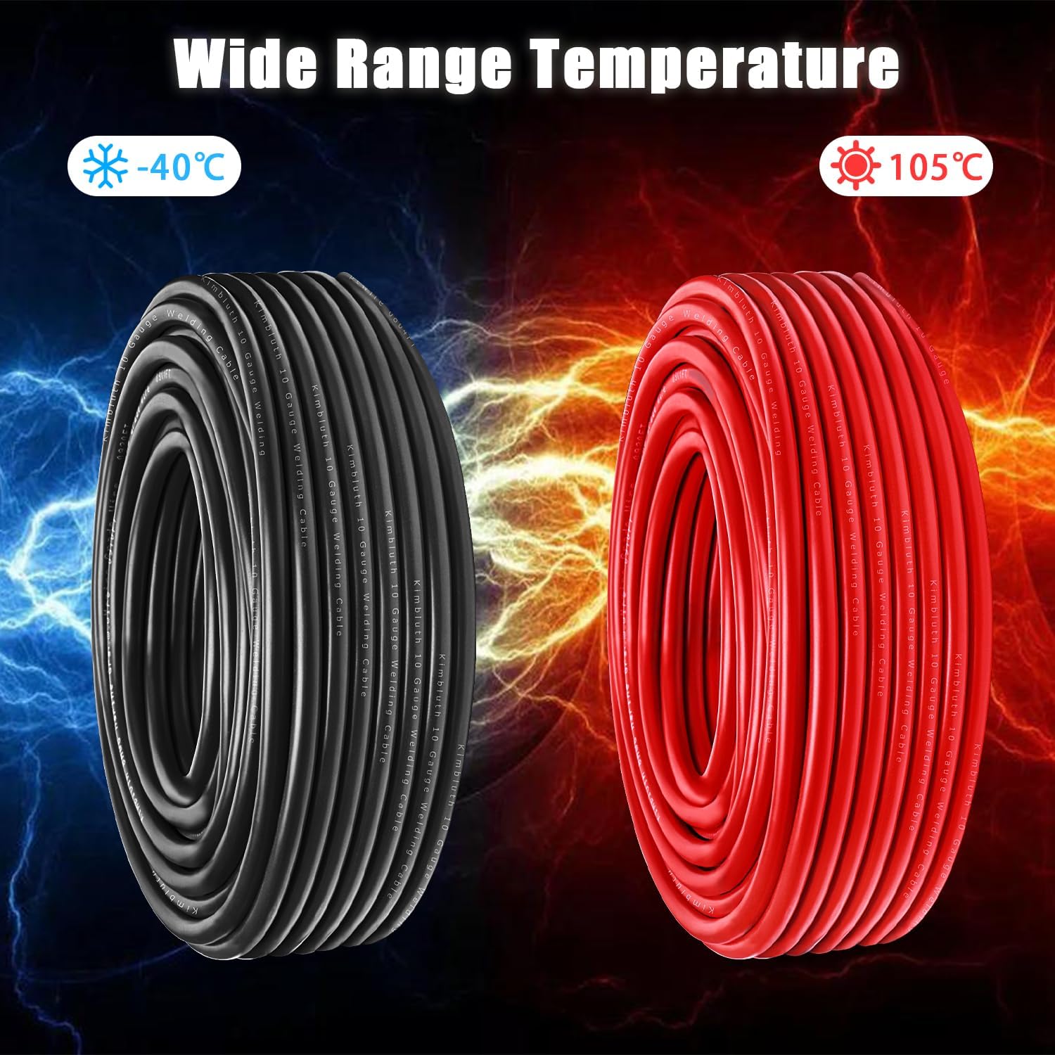 10 Gauge Battery Cable Copper Wire, 100FT Red+100FT Black 10 AWG Welding Cable Standard USA OFC Wire for Automotive, Battery, Solar, Marine and Generator