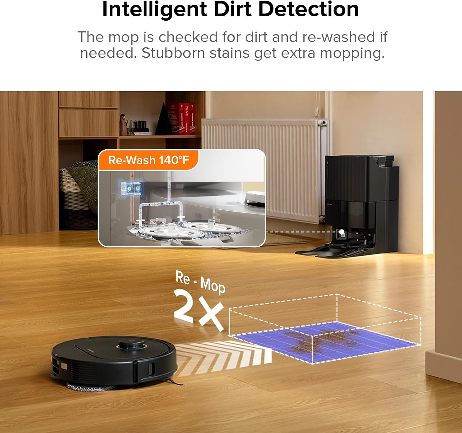 roborock Qrevo Pro Robot Vacuum and Mop with FlexiArm Design Edge Mopping, Dynamic Hot Water Mop Washing and Drying, Intelligent Dirt Detection, 7,000 Pa Suction, Ideal for Carpets