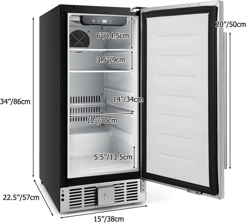KOTEK 115 Cans Beverage Refrigerator, 32 to 50℉, Under Counter Freestanding Beverage Cooler w/Lockable Stainless Steel Door for Drinks and Food, 2.9 Cu.ft, Mini Beer Fridge for Bedroom, Dorm, Home