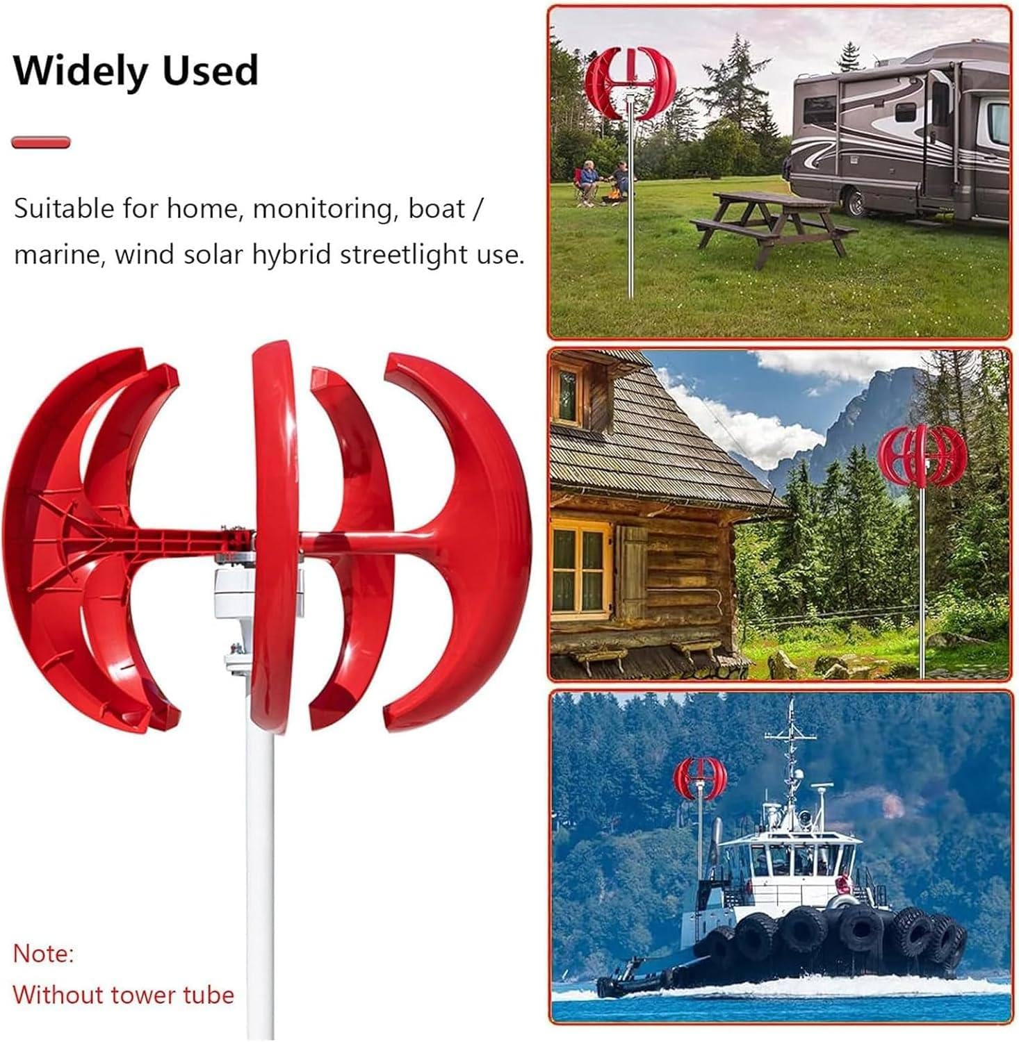 400W Vertical Axis Wind Turbine Generator with 5 Blades & Controller - 12V Renewable Wind Power Generator for Home Use - Efficient Red Design