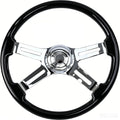 18' Walnut Wood Truck Steering Wheel 4 Spoke Aluminum Chrome Plated Steering Wheel for Semi-Trailers,Trucks for Kenworth t800 Accessories,Peterbilt,Volvo, Freightliner,Black（ABS）