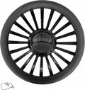 X-AVION 14' 'Radiator Spoke Design' Style Billet Aluminum 9-Bolt Steering Wheel, Black Leather Half Wrap with 9-Bolt Dish Design & Mirror-Polished Black Horn Button, Fits Most 1967-94 GM Cars
