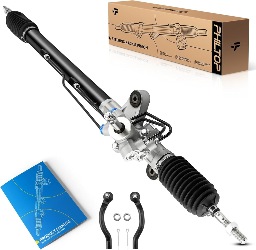 PHILTOP Hydraulic Power Steering Rack & Pinion Kit for 2003 2004 2005 2006 2007 Accord 2.4L, with Outer Tie Rod Ends, Replace# 26-2703