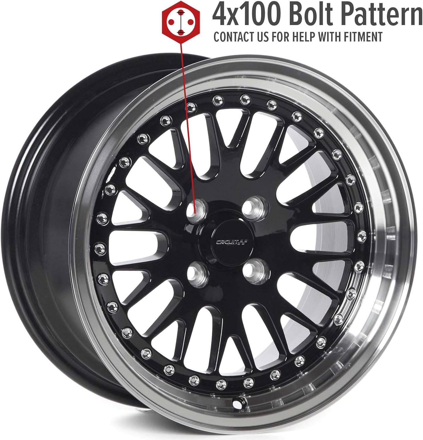Circuit Performance CP21 15×8 Gloss Black/Machined Lip Wheel 4×100 [+25mm] compatible with Honda Civic EK EG, Acura Integra, BMW E30, Mazda Miata