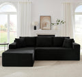 Cloud Couch Sectional, L Shaped Boneless Couch Sectional Couches for Living Room, Modern Comfy Corduroy Fluffy Modular Sofa with Deep Seat, No Assembly (Black, Left Facing Chaise)