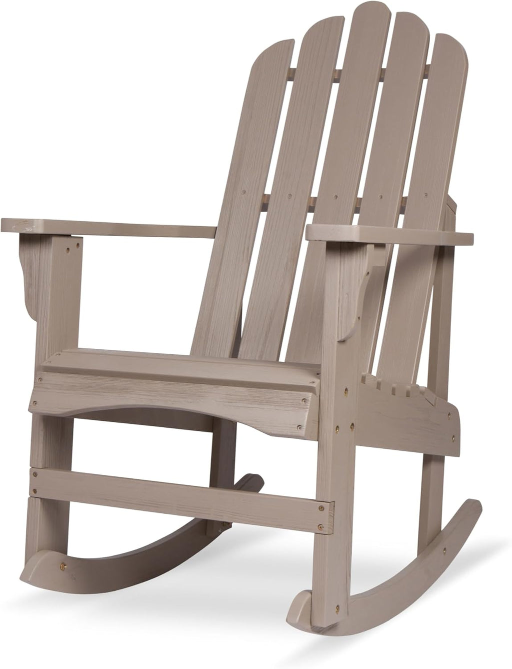 Shine Company Marina Adirondack Porch Rocker, Indoor Outdoor Wood Rocking Chair, Graystone