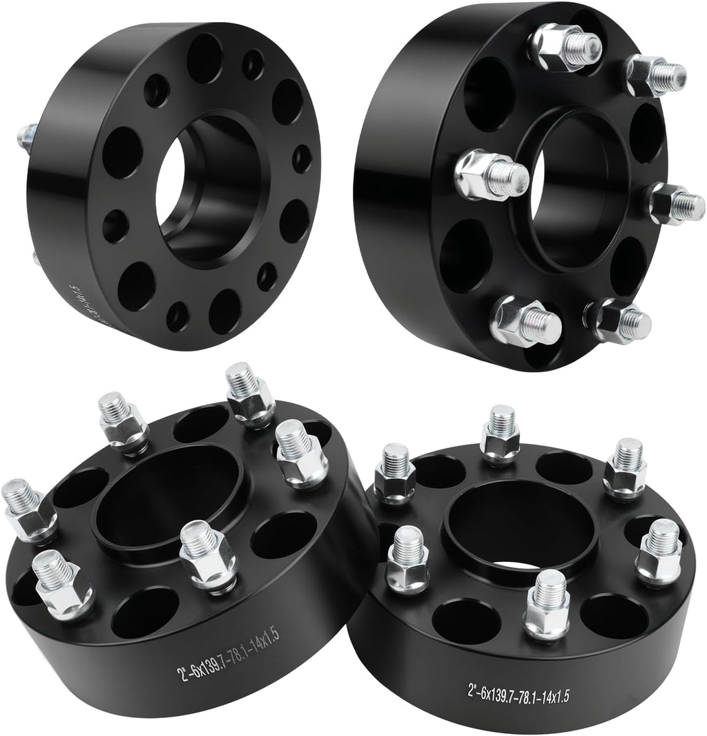 6x5.5 Wheel Spacers 2 inch, Wheel Adapters (6x139.7mm) PCD, 78.1mm Hub Bore, M14x1.5 Studs, Aluminum CNC 4pcs Car Wheel Accessories for Silverado 1500 Tahoe Sierra/Yukon Suburban Escalade