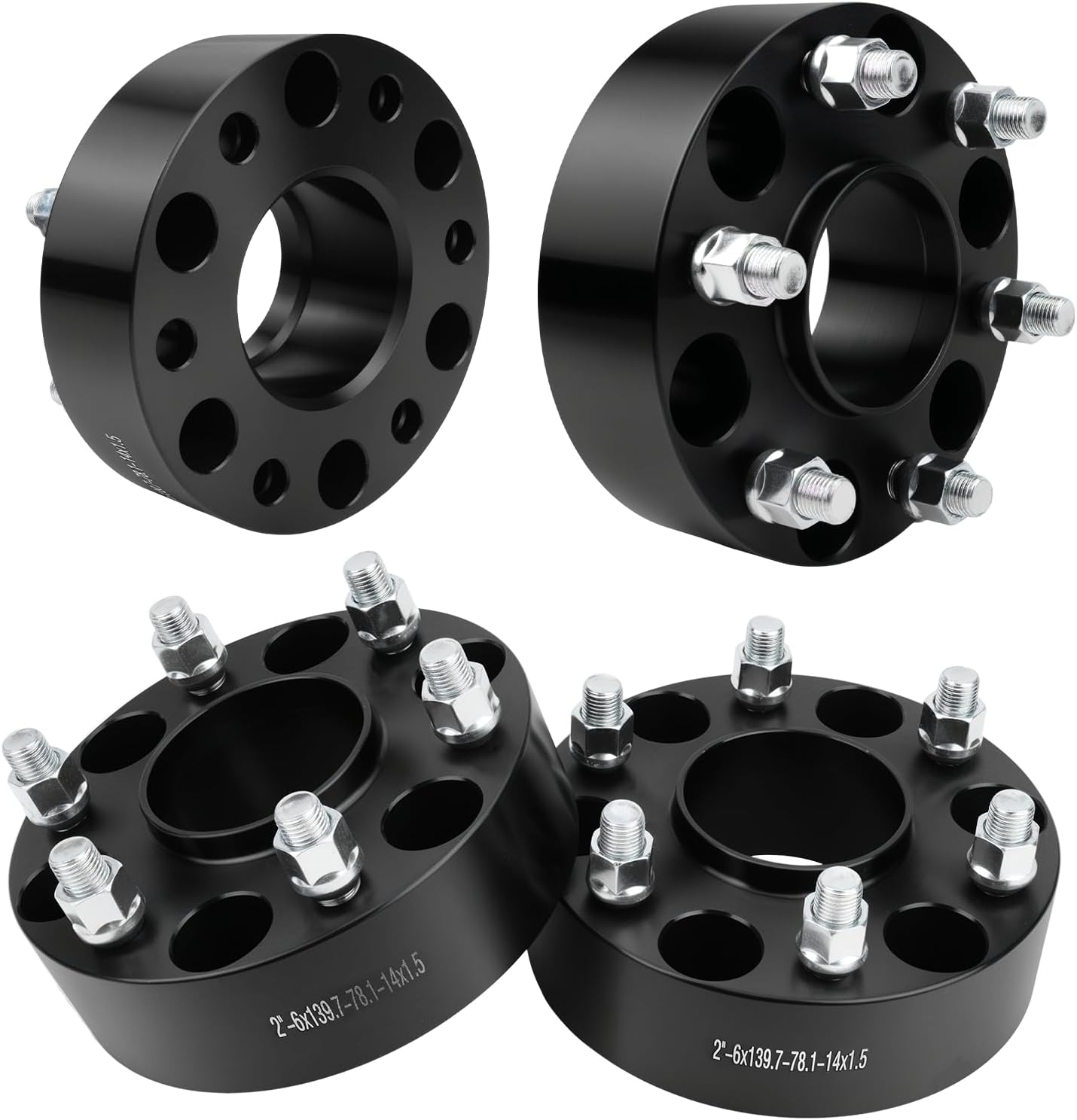 6x5.5 Wheel Spacers 2 inch, Wheel Adapters (6x139.7mm) PCD, 78.1mm Hub Bore, M14x1.5 Studs, Aluminum CNC 4pcs Car Wheel Accessories for Silverado 1500 Tahoe Sierra/Yukon Suburban Escalade
