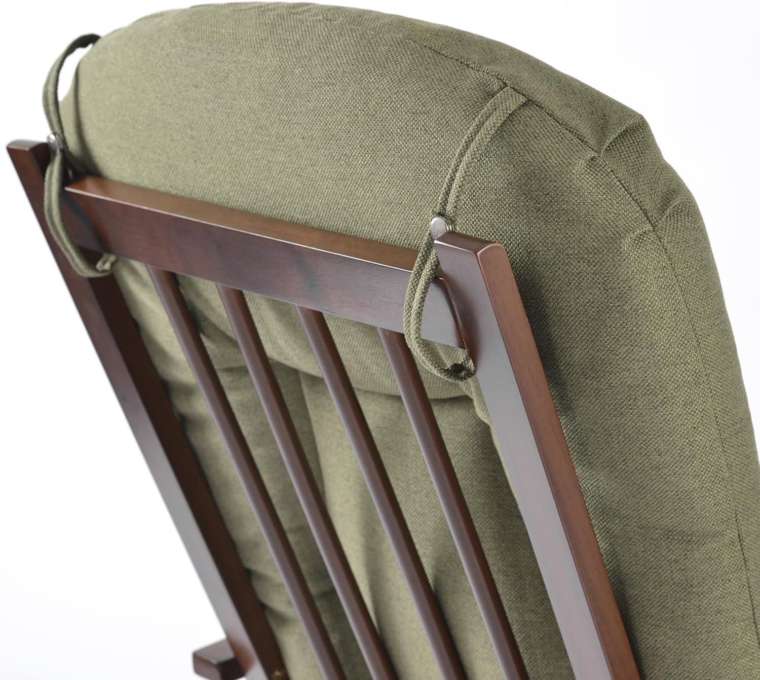 Joli Deluxe Glider Chair and Ottoman Set (Green Fabric and Walnut Frame)