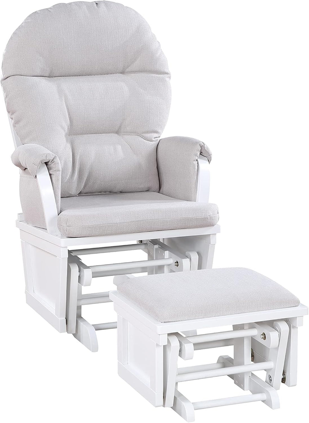 Suite Bebe Madison Glider & Ottoman, White/Woven Gray