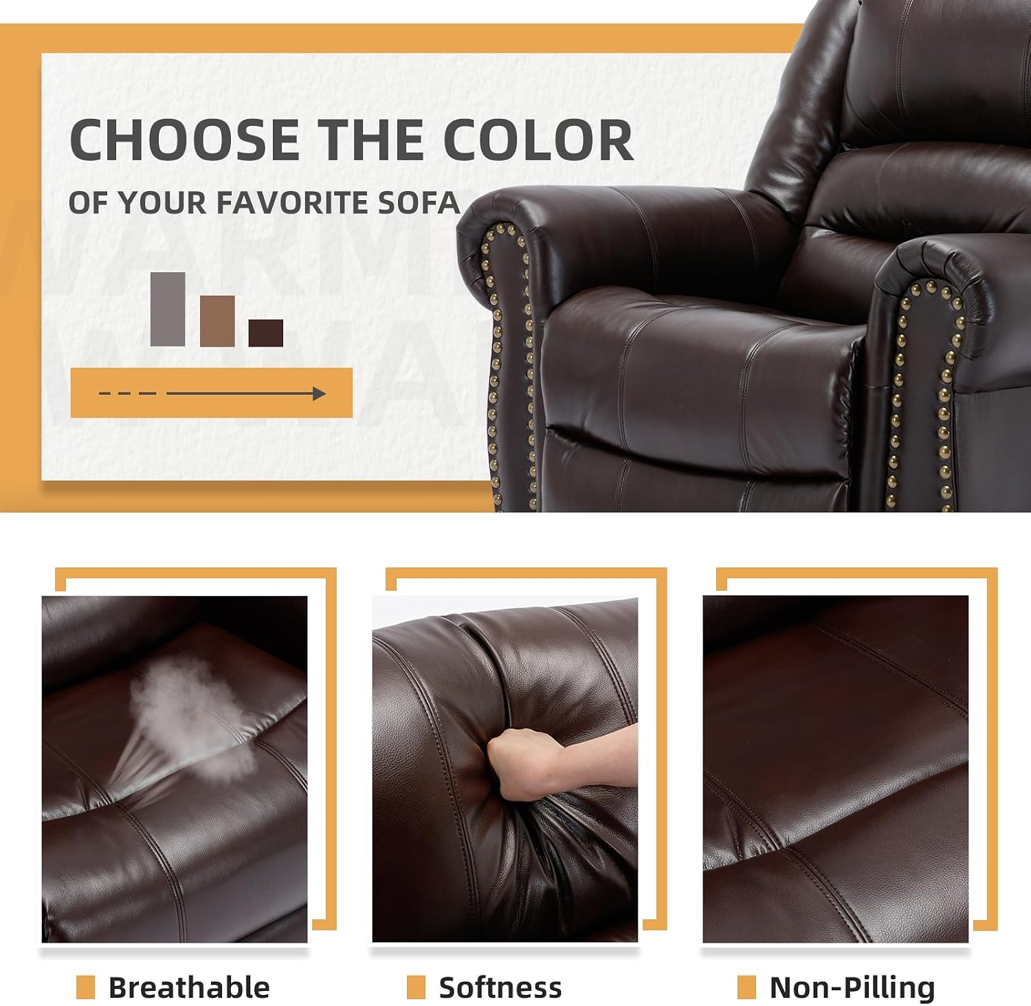 Manual Massage Recliner with Heating Function, 360° Swivel Glider Rocking Recliner Chair for Living Room, Ergonomic Single Sofa Chair with Remote Control/USB Ports/Side Pockets(Dark Brown)