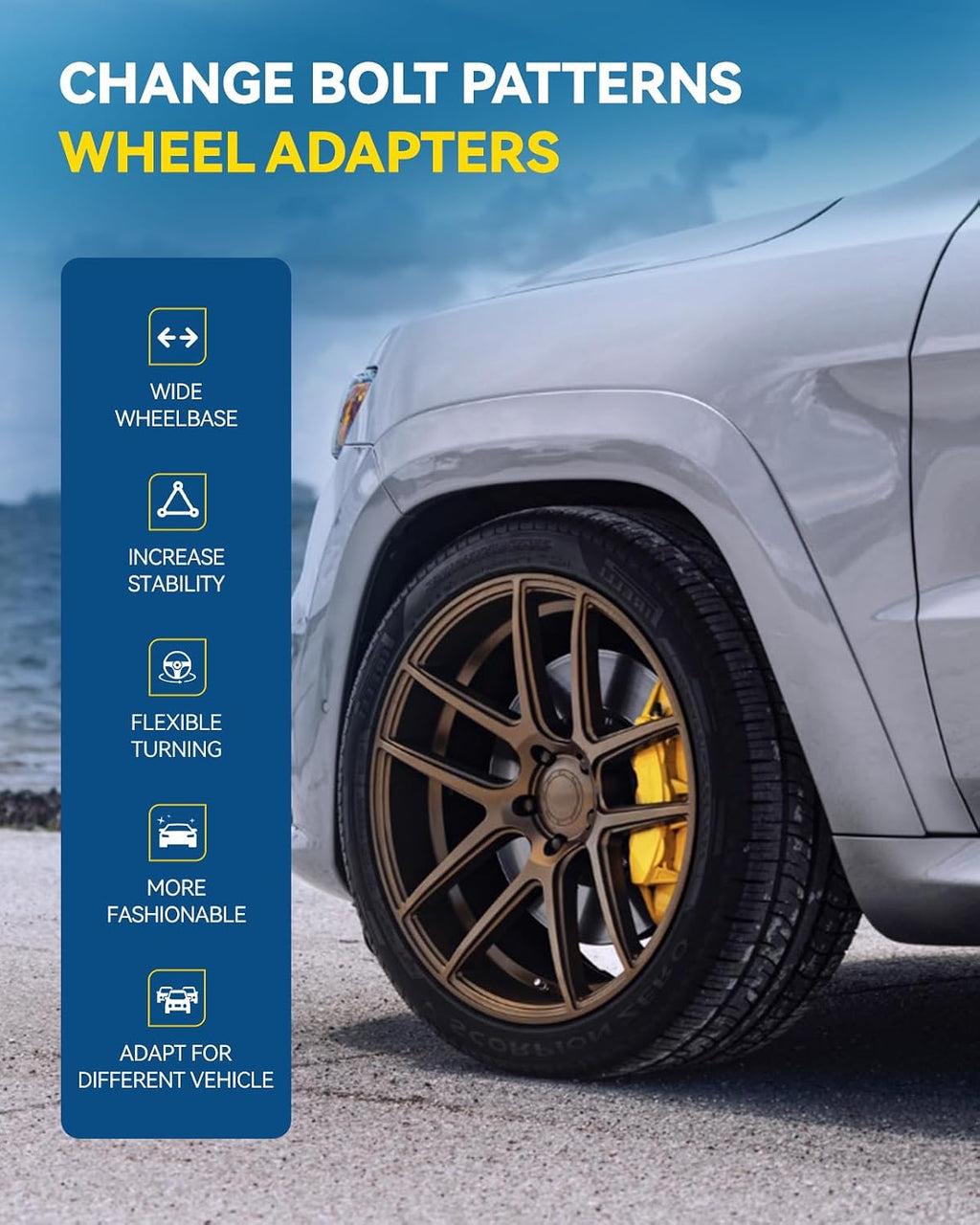 PHILTOP 5x4.5 to 5x5 Wheel Adapters,2' Hub Centric Adapters Change Bolts Pattern fit for 1987-1995,1997-2006 Wrangler; 2002-2012 Liberty; 1984-2001 Cherokee, Thread Pitch 1/2'x20 Hub Bore 71.5mm -4pcs