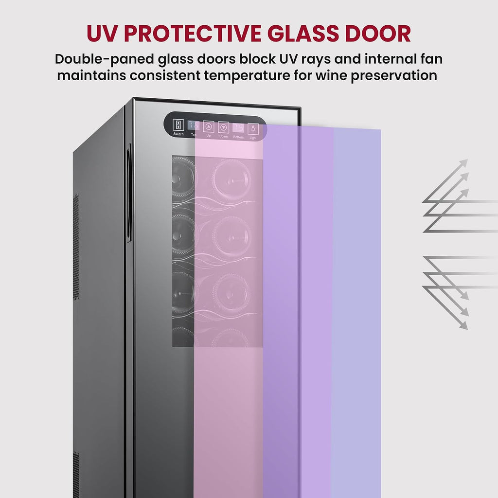 Koolatron Urban Series 18 Bottle Slim Dual Zone Wine Cooler, Thermoelectric Wine Fridge, Freestanding Wine Refrigerator for Home Bar, Kitchen, Apartment, Condo, Cottage