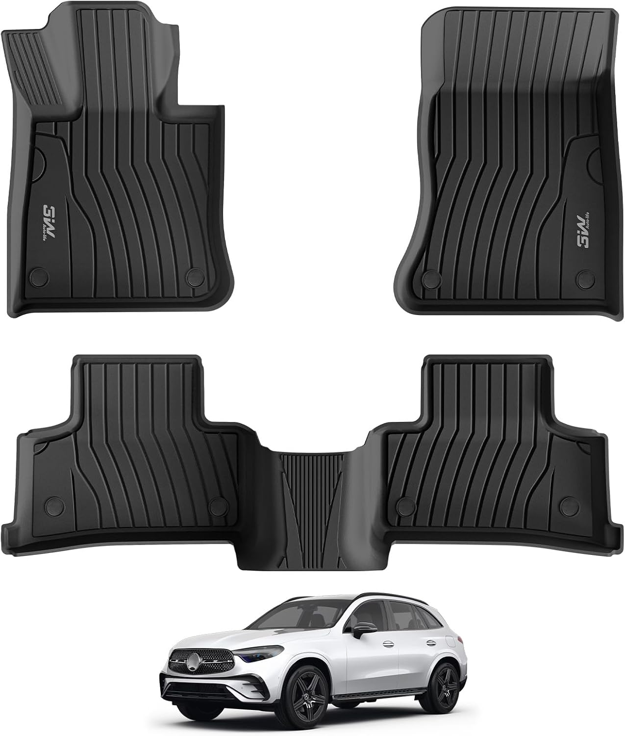 3W Floor Mats for Benz GLC 2023-2026(Coupe Only for 2024-2026), TPE All Weather Custom Fit Floor Liner for Benz Accessories GLC300/GLC350e/GLC43 AMG/GLC 63 AMG S E